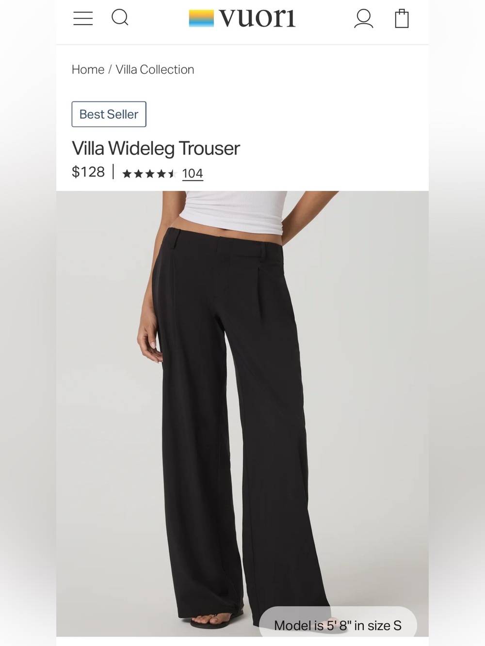 Vuori Villa Wideleg Trouser - Navy